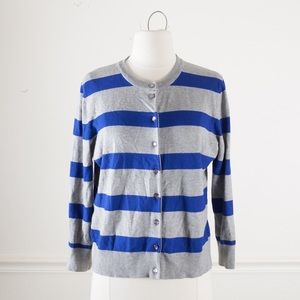 Cynthia Rowley striped cardigan sweater gray blue